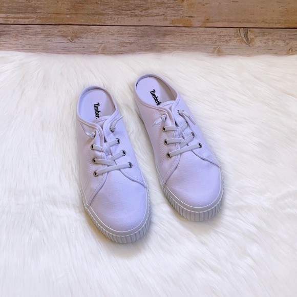 Timberland White Canvas Skyla Bay Mule Sneakers - Picture 3 of 7